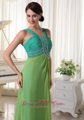 Brush Train Turquoise and Spring Green Prom Dress