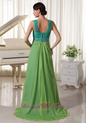 Brush Train Turquoise and Spring Green Prom Dress