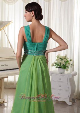 Brush Train Turquoise and Spring Green Prom Dress