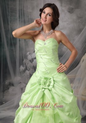 Beading Hand Made Flower Layered Ruffles Prom Gowns