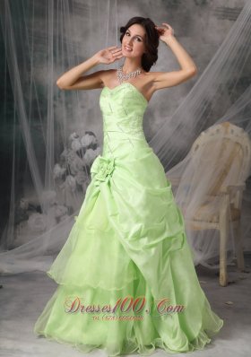 Beading Hand Made Flower Layered Ruffles Prom Gowns