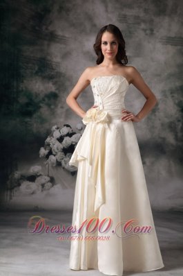 Light Apricot Wedding Dress Taffeta Hand Made Flowers