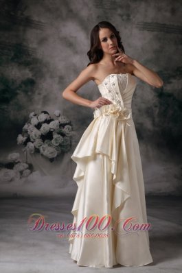 Light Apricot Wedding Dress Taffeta Hand Made Flowers