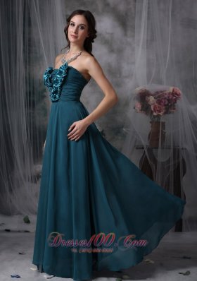 Bridesmaid Dress Floral Trimmed Decorated Front Chiffon