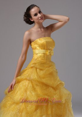 Gold and Sashes Military Ball Gowns Layered Ruffles