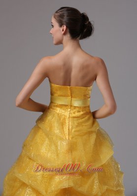 Gold and Sashes Military Ball Gowns Layered Ruffles