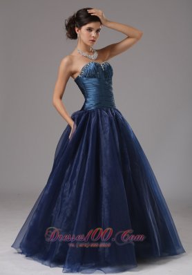 A-line Organza and Taffeta Ruched Prom Dress