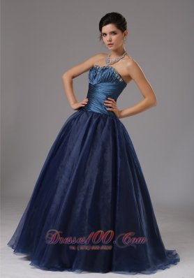 A-line Organza and Taffeta Ruched Prom Dress