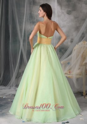 Yellow Green A-line Quinceanera Dress Organza Appliques