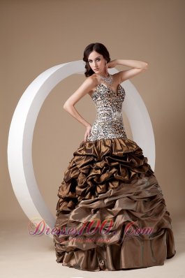 Taffeta and Leopard Pick-ups Quinceanera Dress 2013