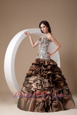 Taffeta and Leopard Pick-ups Quinceanera Dress 2013