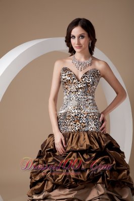 Taffeta and Leopard Pick-ups Quinceanera Dress 2013