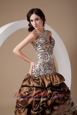 Taffeta and Leopard Pick-ups Quinceanera Dress 2013