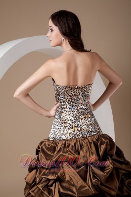 Taffeta and Leopard Pick-ups Quinceanera Dress 2013