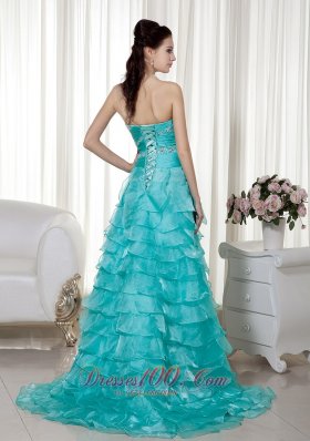 Brush Train Organza Beading Prom / Evening Dress HL