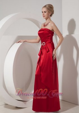 Bridesmaid Dress Column Satin Wine Red