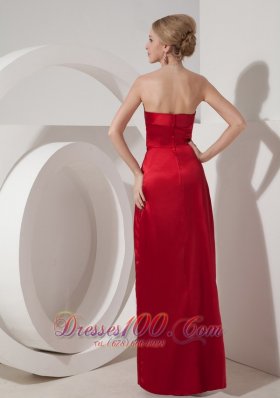 Bridesmaid Dress Column Satin Wine Red