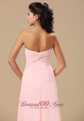 Beading and Hand Made Flowers Light Pink Chiffon Prom Dress