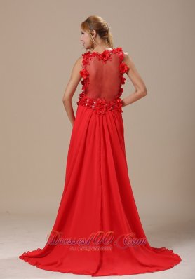 Petals Besiged Deep Neck Straps Prom / Evening Dress