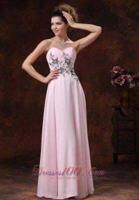 Appliques Decorate Baby Pink 2013 Prom Dress