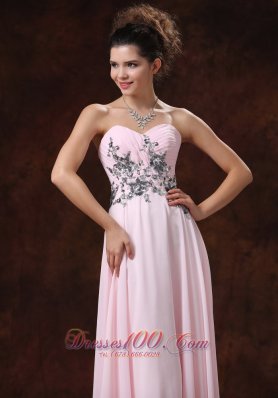 Appliques Decorate Baby Pink 2013 Prom Dress