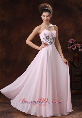 Appliques Decorate Baby Pink 2013 Prom Dress