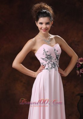 Appliques Decorate Baby Pink 2013 Prom Dress