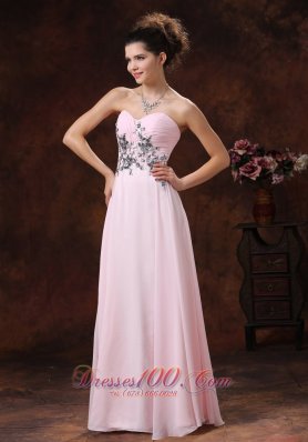 Appliques Decorate Baby Pink 2013 Prom Dress