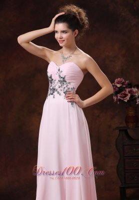 Appliques Decorate Baby Pink 2013 Prom Dress