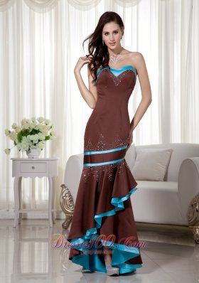 Brown and Blue Mermaid Prom Evening Dress with Asymmetric