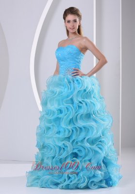 Beaded Decorate Up Bodice Ruffles Prom Dress