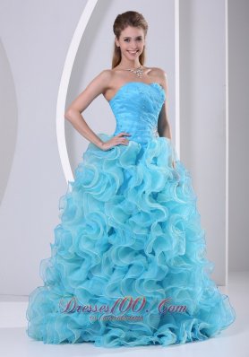 Beaded Decorate Up Bodice Ruffles Prom Dress