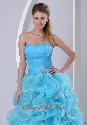 Beaded Decorate Up Bodice Ruffles Prom Dress