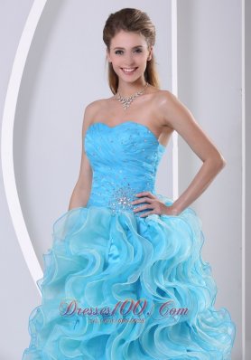 Beaded Decorate Up Bodice Ruffles Prom Dress