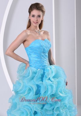 Beaded Decorate Up Bodice Ruffles Prom Dress