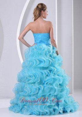 Beaded Decorate Up Bodice Ruffles Prom Dress