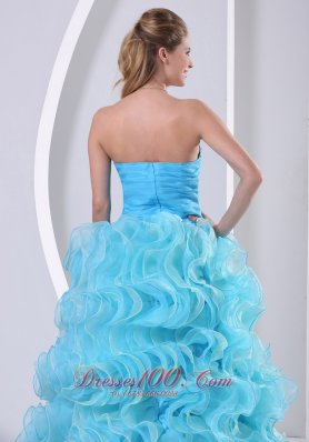 Beaded Decorate Up Bodice Ruffles Prom Dress