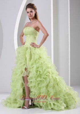 High Slit Beaded and Ruffled Dama Dresses for Quinceanera