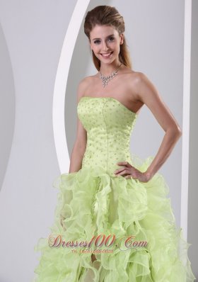 High Slit Beaded and Ruffled Dama Dresses for Quinceanera