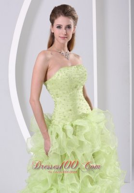 High Slit Beaded and Ruffled Dama Dresses for Quinceanera