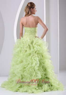 High Slit Beaded and Ruffled Dama Dresses for Quinceanera