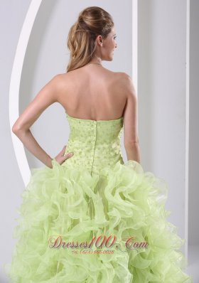 High Slit Beaded and Ruffled Dama Dresses for Quinceanera