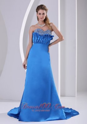 Prom Evening Dress With Court Train Sky Blue