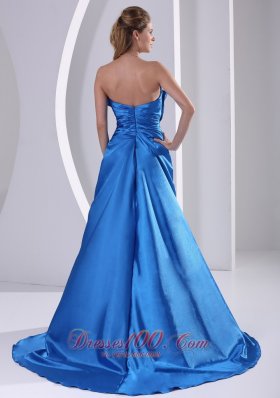 Prom Evening Dress With Court Train Sky Blue