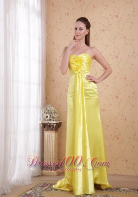 Watteau Train Elastic Woven Satin Sheath Prom Dress