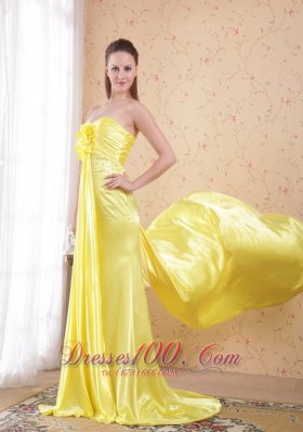 Watteau Train Elastic Woven Satin Sheath Prom Dress