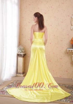 Watteau Train Elastic Woven Satin Sheath Prom Dress