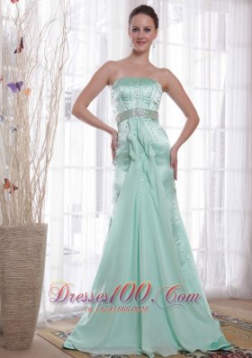 Apple Green Column Prom / Pageant Dress Beading Brush