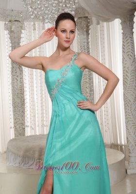 Turquoise High Slit Prom Dress For Party Organza Overlay