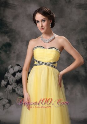 Light Yellow Prom / Evening Dress Empire Tulle